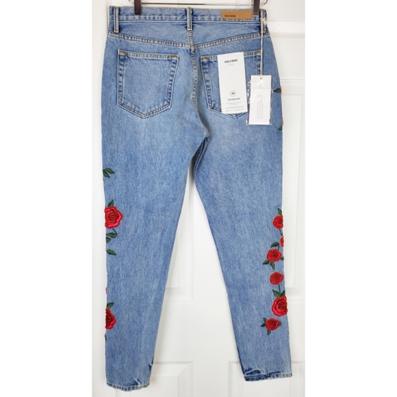 NWT GRLFRND Karolina high rise embroidered jeans - Picture 3 of 16